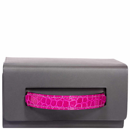 Hermes Minaudière 18 petit h Graphite, Fuchsia, Poussiere Porosus Crocodile & Calf Gold Hardware - 2019
