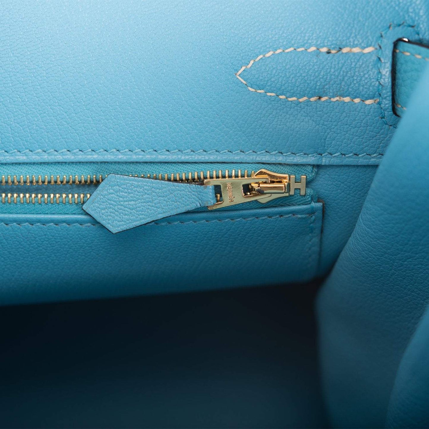 Hermes Birkin 30cm Bi-Color Craie and Bleu Atoll Togo  Rose Gold Hardware