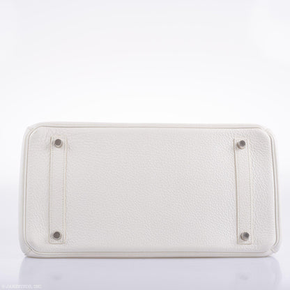 Hermes Birkin 35 White Clemence leather Palladium Hardware - N Square