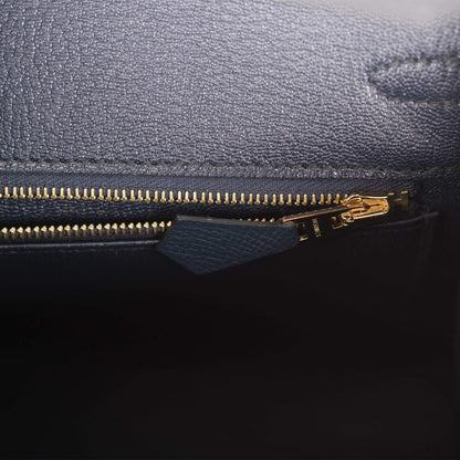 Hermes Birkin Sellier 25 Bleu Indigo Epsom Gold Hardware