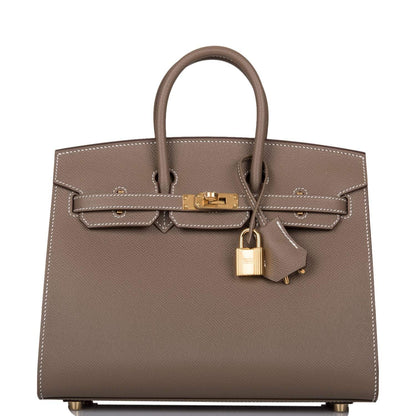 Hermes Birkin Sellier 25 Etoupe Epsom Gold Hardware
