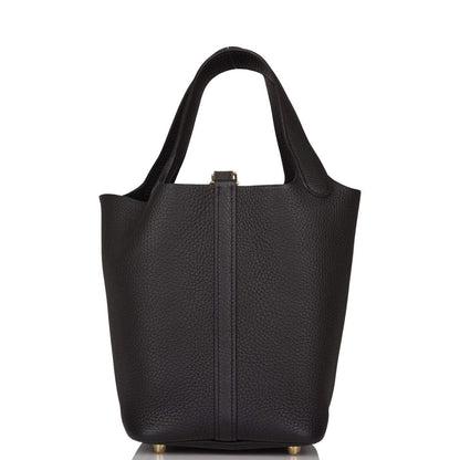 Hermes Black Clemence Picotin Lock 18cm Gold Hardware