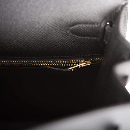 Hermes Black Epsom Sellier Kelly 28cm Gold Hardware