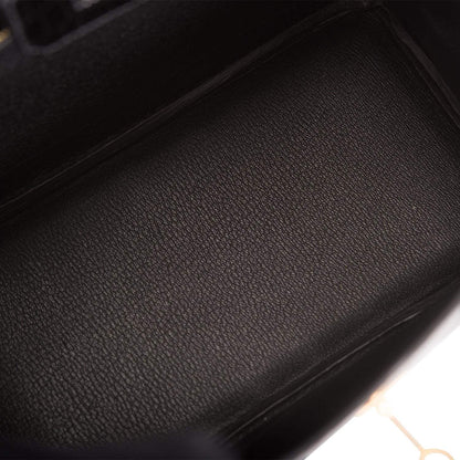 Hermes Black Shiny Niloticus Crocodile Birkin 25cm Gold Hardware