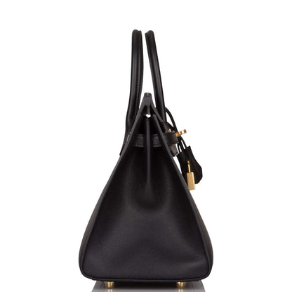 Hermes Black Veau Madame Sellier Birkin 25cm Gold Hardware