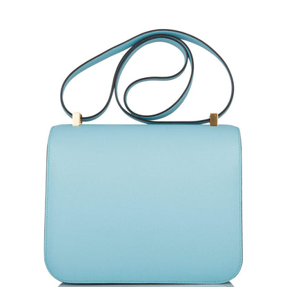 Hermes Bleu Atoll Epsom Constance 24cm Gold Hardware