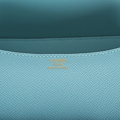 Hermes Bleu Atoll Epsom Constance 24cm Gold Hardware