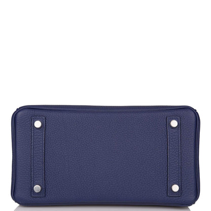 Hermes Bleu Encre Verso Togo Birkin 25cm Palladium Hardware