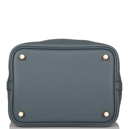 Hermes Bleu Orage Clemence Picotin Lock 18cm Gold Hardware