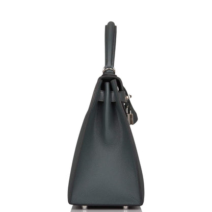 Hermes Bleu Orage Epsom Sellier Kelly 28cm Palladium Hardware