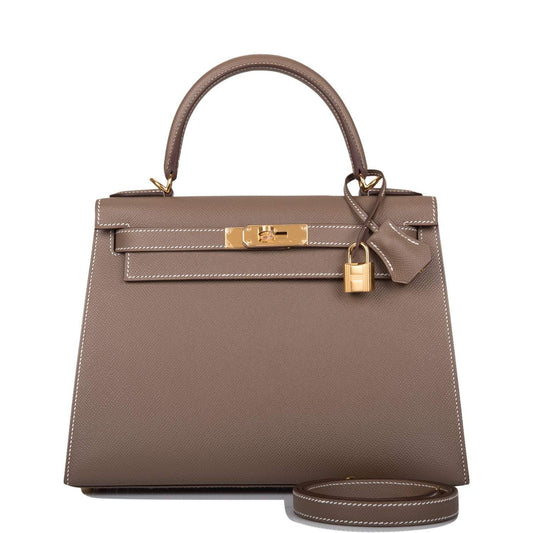 Hermes Etoupe Epsom Sellier Kelly 28cm Gold Hardware