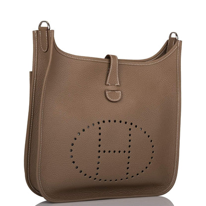 Hermes Evelyne III PM Etoupe Clemence Palladium Hardware