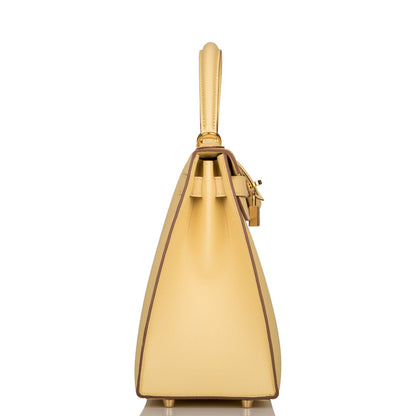 Hermes Jaune Poussin Epsom Sellier Kelly 28cm Gold Hardware