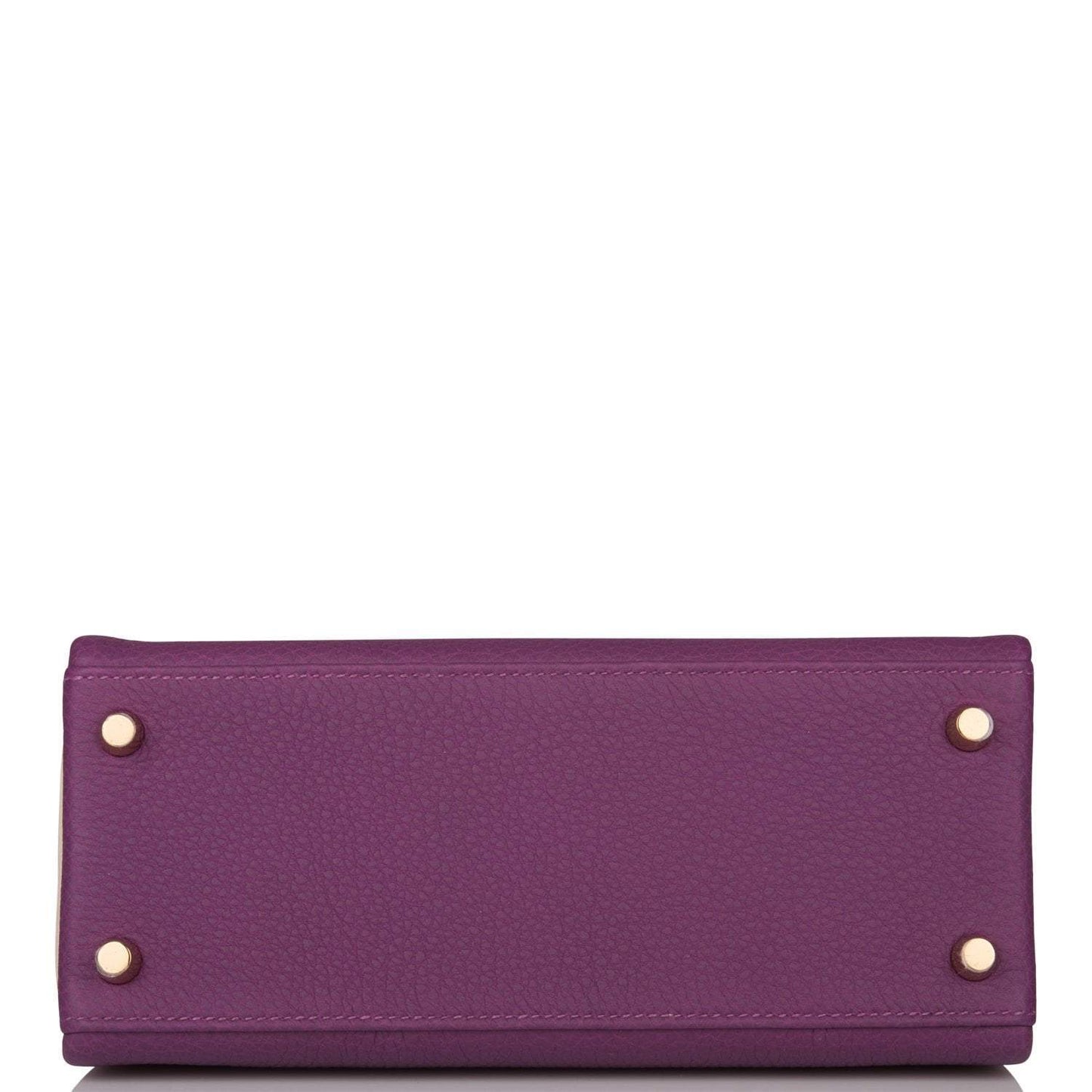 Hermes Kelly 25cm Brushed Gold Hardware Bi-Color Anemone and Craie Togo Retourne