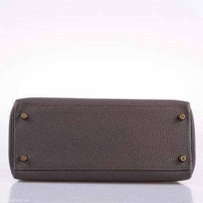 Hermes Kelly 28 Retourne Etain Togo Leather Gold Hardware