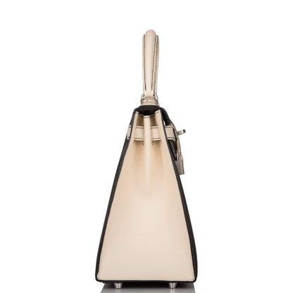 Hermes Kelly 28cm Bi-Color Black and Craie Epsom Sellier Brushed Palladium Hardware