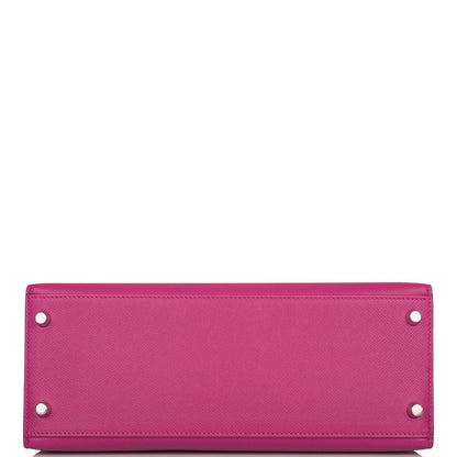 Hermes Kelly 28cm Bi-Color Rose Pourpre and Rose Jaipur Epsom Sellier Brushed Palladium Hardware