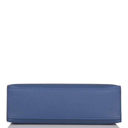 Hermes Kelly Pochette Blue Brighton Swift Palladium Hardware