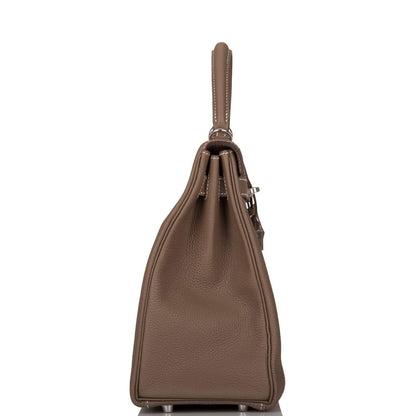 Hermes Kelly Retourne 32 Etoupe Togo Palladium Hardware