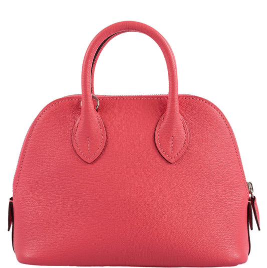 Hermes Mini Bolide 1923 Rose Lipstick Mysore Chevre leather Palladium Hardware