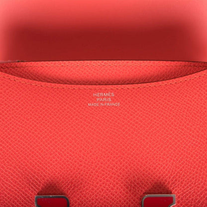 Hermes Rose Enamel Mini Constance 18cm Texas Epsom and Rouge de Coeur Palladium Hardware