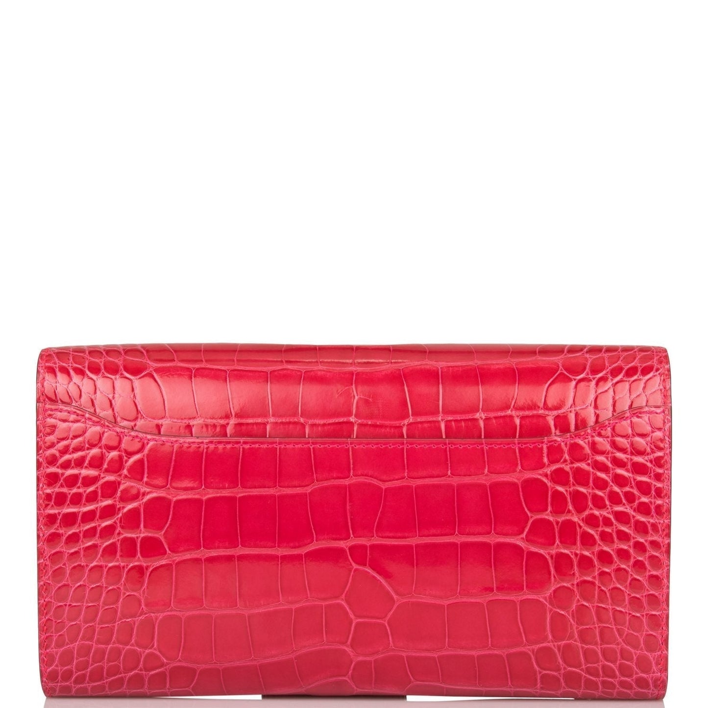 Hermes Rose Extreme Shiny Alligator Constance Wallet To Go Palladium Hardware