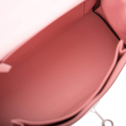 Hermes Rose Sakura Swift Retourne Kelly 25cm Palladium Hardware