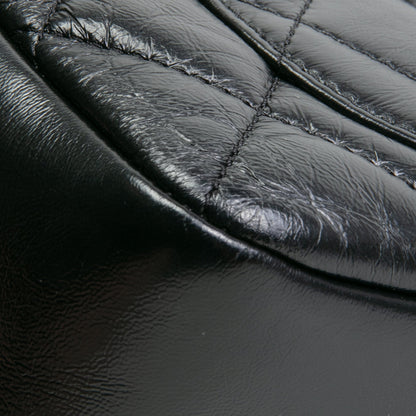 CHANEL Quilted Crinkled Leather Coco Top Handle Flap Bag - Black