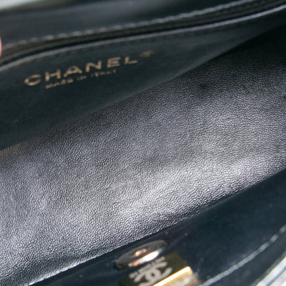 CHANEL Quilted Crinkled Leather Coco Top Handle Flap Bag - Black