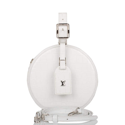 Louis Vuitton White Shiny Alligator Petite Boite Chapeau