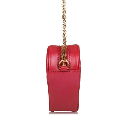 Louis Vuitton Red Lambskin Embossed Monogram Heart On Chain Crossbody