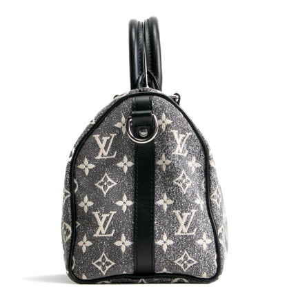 LOUIS VUITTON Monogram Jacquard Denim Speedy Bandouliere 25 - Dark Gray