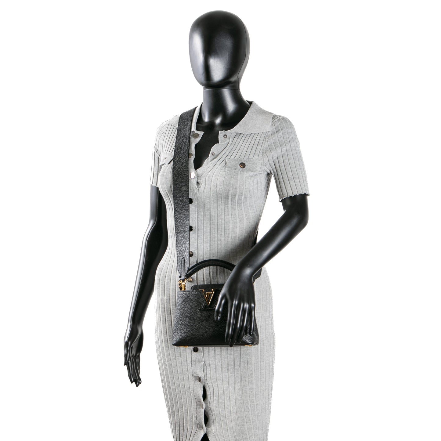 LOUIS VUITTON Taurillon Leather Capucines Mini - Black