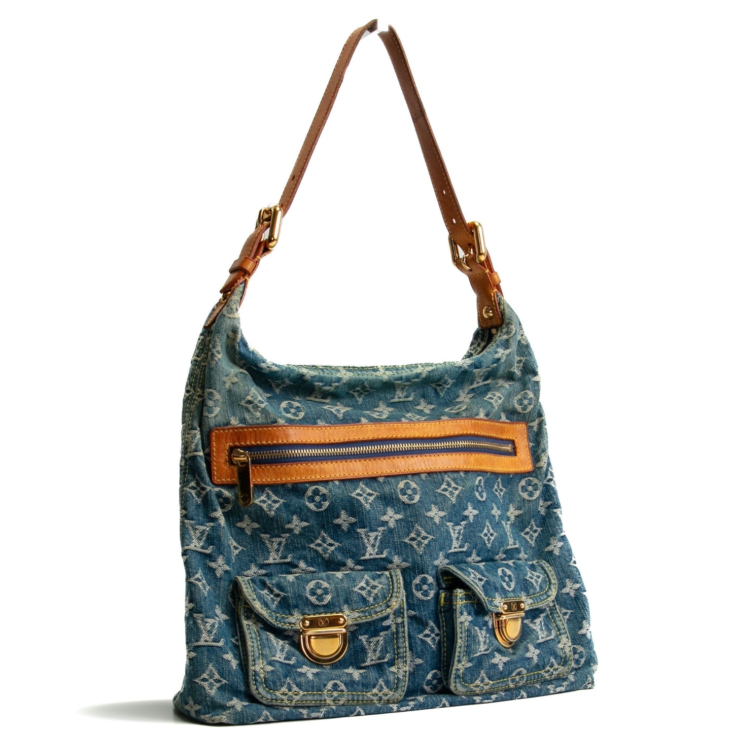 LOUIS VUITTON Vintage Baggy GM Monogram Denim- Blue