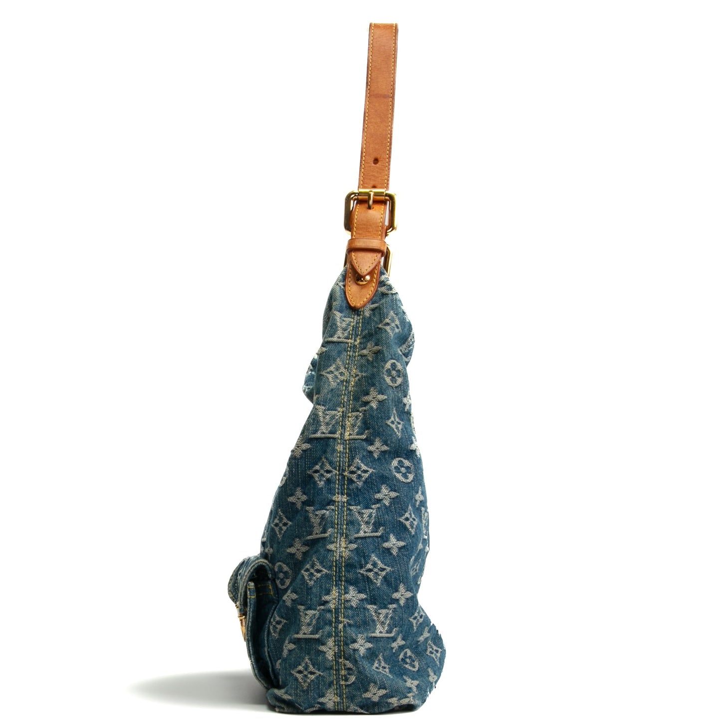 LOUIS VUITTON Vintage Baggy GM Monogram Denim- Blue
