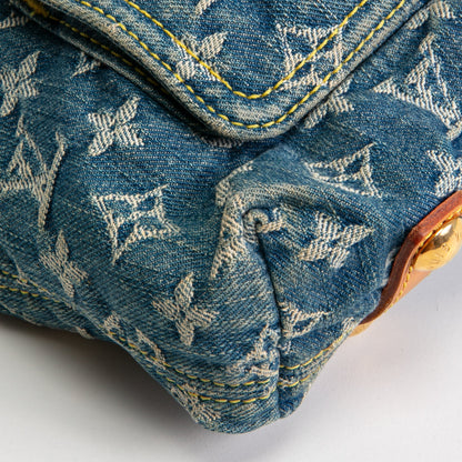 LOUIS VUITTON Vintage Baggy GM Monogram Denim- Blue