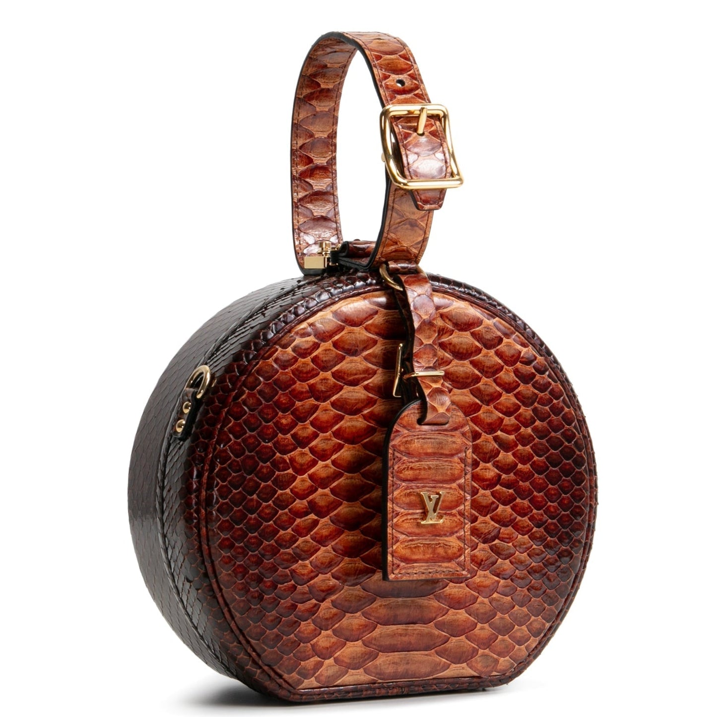 LOUIS VUITTON Python Petite Boite Chapeau - Brown
