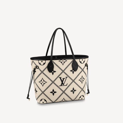 Louis Vuitton Embroidered Cream Neverfull LV M46039