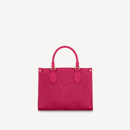 Fuchsia Embossed Grained Leather On-the-Go Tote Bag, PM Size
