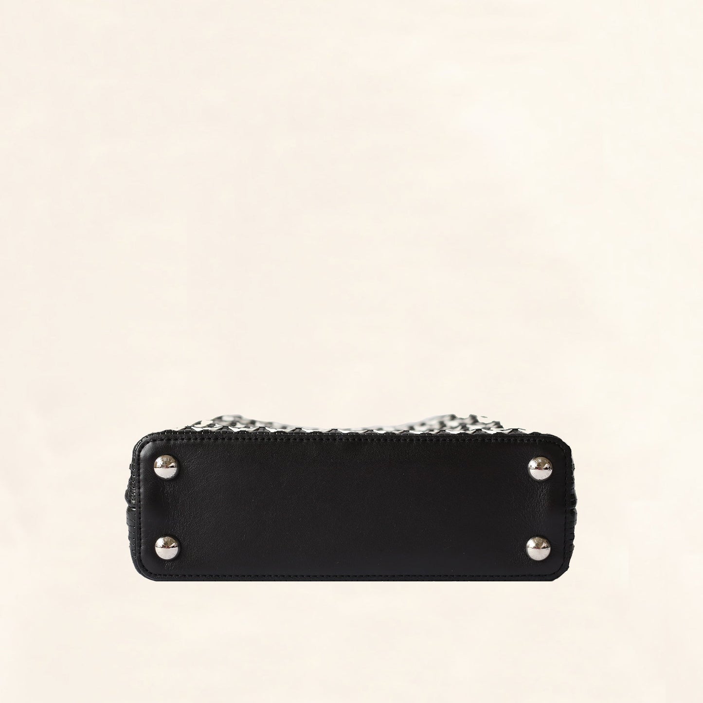 Louis Vuitton | Black and White Plaited Leather Capucines | BB