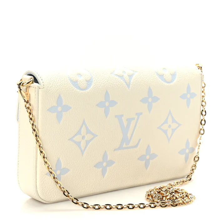 Louis Vuitton Chain Wallet Latte Candy Blue