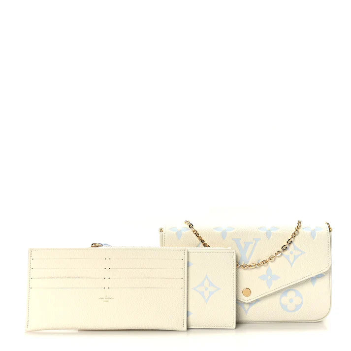 Louis Vuitton Chain Wallet Latte Candy Blue