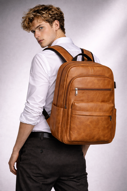 Men's Real Leather Backpack - Oxbridge