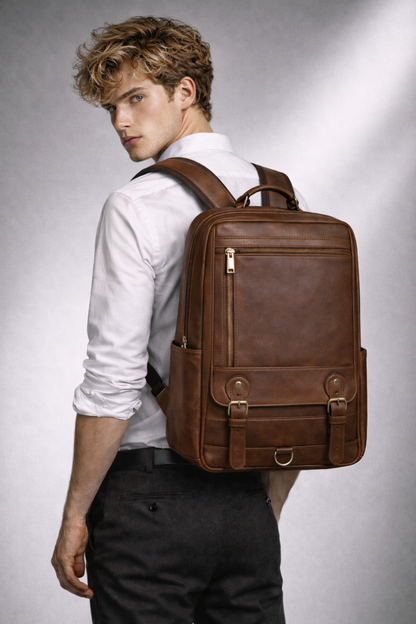 Men's Real Leather Backpack - Marlborough