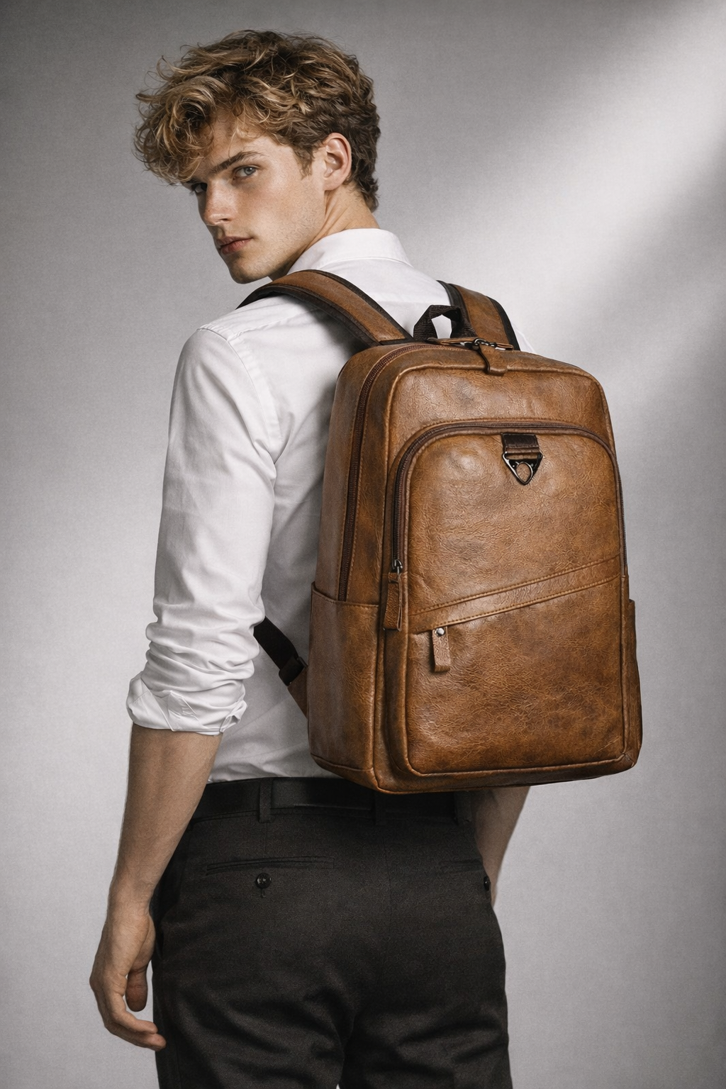 Men's Real Leather Backpack - Survival