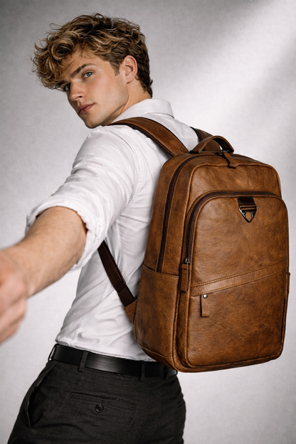 Men's Real Leather Backpack - Survival