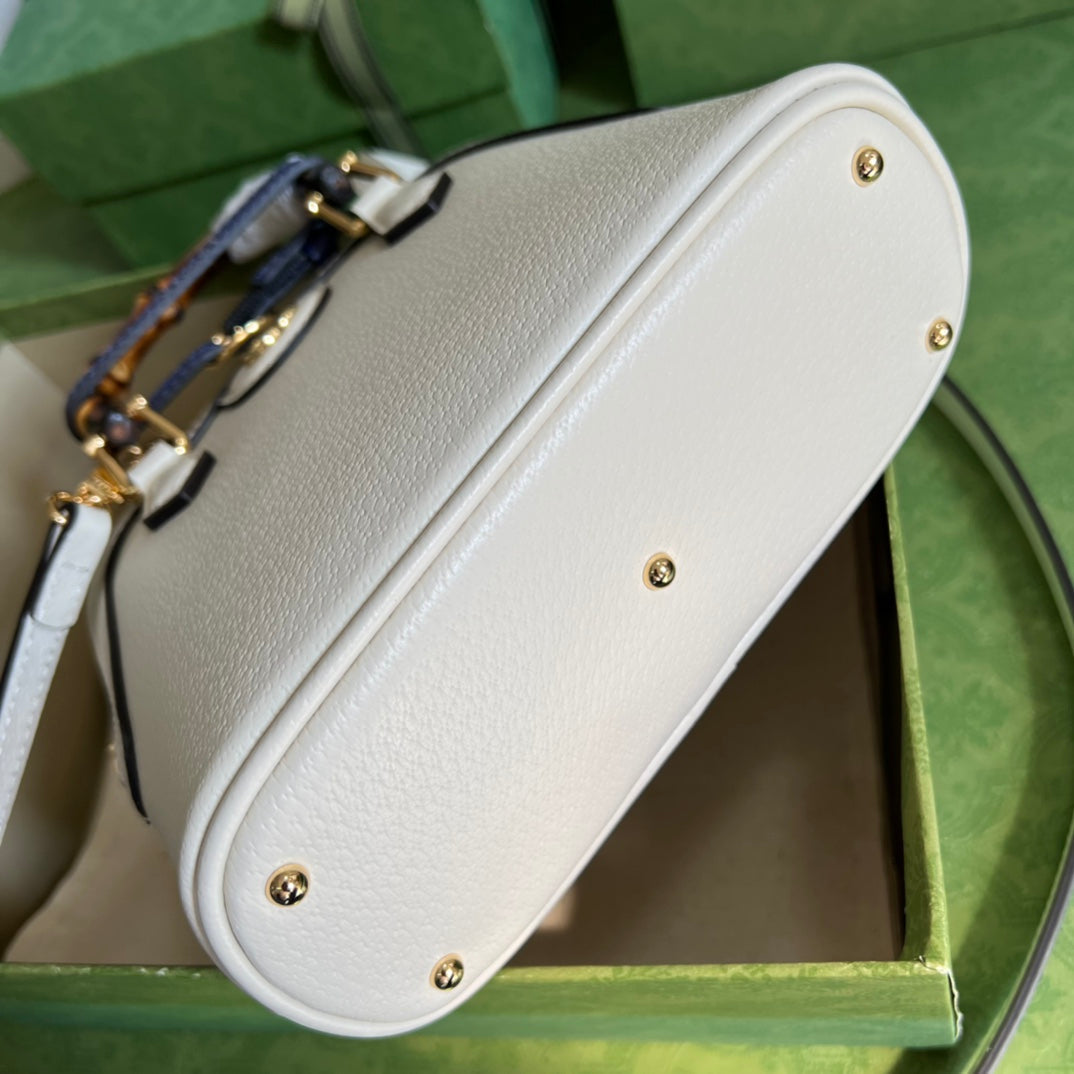 Diana Leather Bamboo Handle Bag