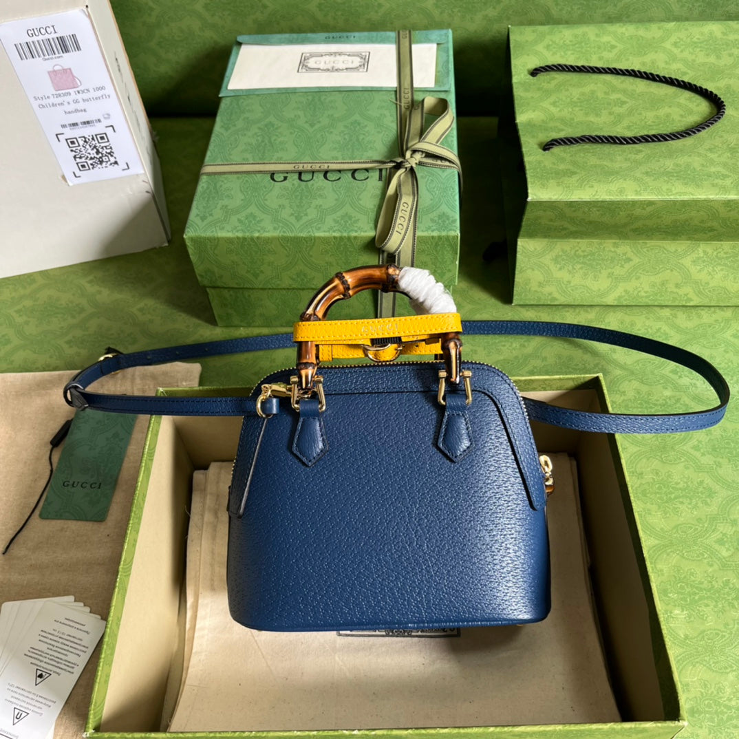Diana Leather Bamboo Handle Bag