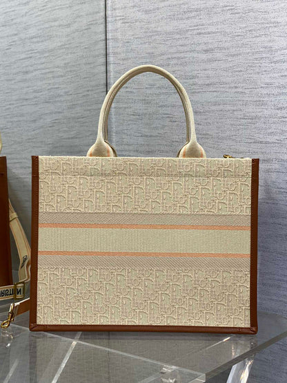 Canvas Tote Bag with Leather Trim