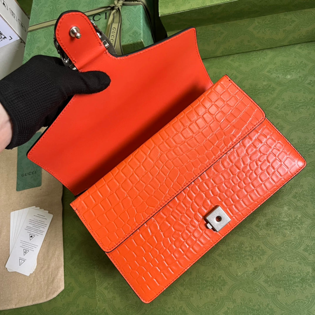 Croc-Embossed Dionysus Shoulder Bag